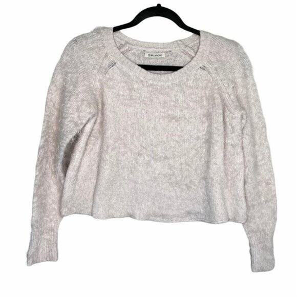 Billabong Light Pink Eyelash Crop Sweater Medium - Picture 1 of 6